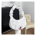 Sac croissant en velours côtelé blanc minimaliste avec poignée à volants chic - Blanc