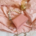 Mini sac bandoulière rose avec poignée en perles, cœur argenté et chaîne perlée - Rose