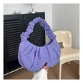 Sac à main violet en velours côtelé avec poignée froncée et design plissé en demi-lune - Violet