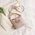 Chic pink bucket bag with silver butterfly buckle and adjustable strap for women - Pink