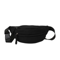 Minimalist all-black mesh waist bag with adjustable strap and double zipper compartments - Black