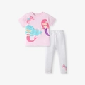 Conjunto de pijama para niña con camiseta rosa de sirena y pantalón gris - 6Y(130cm) / Estilo Sirena Rosa (G2001)