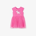 Robe rose pour filles avec jupe en tulle pailletée et motif de licorne magique - rose vif / 2Y(90cm)