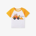 Kinder t-shirt van katoen met raglanmouwen en een cartoon bulldozer print - 6Y(130cm) / Bulldozer Print (D55210)