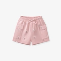 Pantaloncini rosa in cotone per bambine con elastico, tasche cargo e stampa floreale - 7A(140cm) / Pantaloncini Cargo Floreali Rosa Solo (Senza Top)