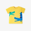T-shirt jaune en coton pour garçon avec broderie crocodile et détails en relief - 6Y(130cm) / T-Shirt Crocodile Dessin Animé Jaune (2017T)