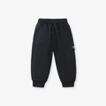 Girls black cotton joggers with elastic drawstring waist and side cargo pocket detail - 2Y(90cm) / Black Style (g20032k)