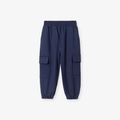 Boys navy blue cotton cargo joggers with elastic waist and side flap pockets - 5Y(120cm) / Navy Blue