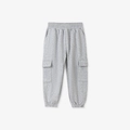Classic grey cotton cargo joggers for boys with elastic waistband and ribbed cuffs - 2Y(90cm) / Grey (1022)
