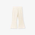 Pantaloni a zampa per bambina in cotone a coste bianco crema con orlo a volant - 6Y(130cm) / Pantaloni a Zampa Crema Solo (Senza Top)