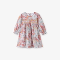 Abito floreale a maniche lunghe da bambina con dettagli smock gialli sul petto - 2Y(90cm) / Multicolore Floreale