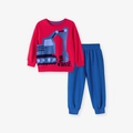 Ensemble garçon avec sweat rouge excavatrice et pantalon bleu marine, tenue d'automne - Motif Excavatrice Rouge (2081) / 2Y(90cm)