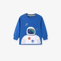 Felpa blu reale per bambini con ricamo di un astronauta e dettagli arcobaleno colorati - 2Y(90cm) / Top Astronauta Blu (C066)