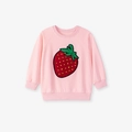 Sudadera rosa de niña con bordado grande de fresa y acabados de punto elástico suave - 2Y(90cm) / Sudadera Fresa Rosa (2111)
