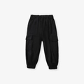 Pantaloni cargo neri da bambina con vita elastica e tasche laterali in misto cotone - 2Y(90cm) / Pantaloni Jogger Cargo Neri (G20022K)