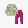 Completo bambina 2 pezzi con top verde a cartoni e pantaloni rosa con paillettes a stella - 3Y(100cm) / Cartone Animato Verde (2155)