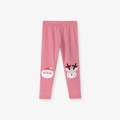 Leggings natalizi a righe bianche e rosse per bambine con toppe di renna e Babbo Natale - 2Y / Solo Pantaloni a Righe Renna (2101k)