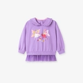 Robe lilas à manches longues pour filles avec broderie fée et col à volants - 2Y(90cm) / Violet (Haut Uniquement)