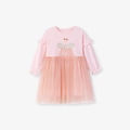 Rosa langärmliges Tutu-Kleid für Kleinkinder mit Pailletten-Schmetterling und Glitzertüll - 2Y(90cm) / Rosa (S3166)