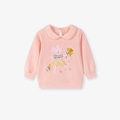 Sweat rose pour fille avec col Claudine et broderie souris avec jupe en tulle - 2Y(90cm) / Haut Rose à Manches Longues (2114T)