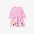 Abito rosa a maniche lunghe da bambina con motivi a cuore e illustrazioni di conigli - 2Y(90cm) / Stile Coniglio Rosa