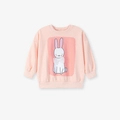 Sweat rose pour fille à manches longues avec une illustration de lapin blanc mignon - 2Y(90cm) / Sweat-shirt Lapin Rose (2178T)