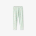 Meisjes mintgroene katoenen legging met bloemenprint en elastische tailleband - Lichtgroene Bloemenbroek Zonder Top / 6Y(130cm)
