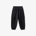 Boys black fleece cargo joggers with elastic waist and large side pockets - 2Y(90cm) / Black (1023)