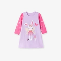 Abito autunnale in cotone lilla per bambina con motivo a coniglio fata e maniche lunghe - 2Y(90cm) / Lavanda