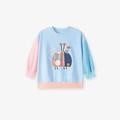 Meisjes katoenen sweatshirt met lange mouwen, kleurrijke insectenapplicatie en contrastmouwen - Alleen Sweatshirt Met Lange Mouwen (2163T) / 5Y(120cm)