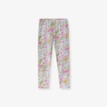 Legging pour filles à imprimé floral avec fleurs roses et violettes et feuilles vertes - Pantalon Floral Seul (Sans Haut)(2162k)