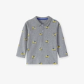 Polo da bambino grigia a maniche lunghe con stampe di escavatori gialli - 7A(140cm) / Polo Escavatore Grigio (2139T)