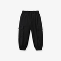Pantaloni cargo neri per bambini con vita elastica e ampie tasche laterali a patta - Joggers Cargo Neri (G20022K) / 2Y(90cm)