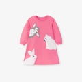 Abito rosa a maniche lunghe per bambine con applicazioni di animali e stelle gialle - 2Y(90cm) / Rosa (S3208)