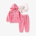 Tuta da bambina in pile rosa con ricamo unicorno e fodera in velluto morbido - 2Y(90cm) / Rosa