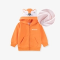 Felpa con cappuccio volpe arancione per bambini con orecchie 3D e fodera in pile - Felpa con Cappuccio Volpe Arancione in Pile / 2Y(90cm)