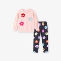 Ensemble fille avec sweat rose brodé de fleurs et leggings à imprimé floral, 2 pièces - 2Y(90cm) / K2032