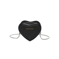 Chic black heart-shaped crossbody bag with silver snake chain and gold lettering - Black
