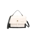 Sac à main bicolore noir et blanc chic avec une boucle ronde dorée et bandoulière - Patchwork Noir et Blanc