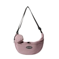 Dusty pink nylon crescent crossbody bag with adjustable wide strap and round coin purse - Pink