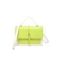 Petit sac carré bicolore vert fluo et crème avec bandoulière et poignée supérieure - Vert Multicolore