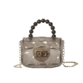 Petit sac gelée gris fumé translucide avec motif matelassé et poignée perlée - Noir
