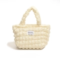 Beige Cloud Bubble Tragetasche mit weißem LOVE FASHION Etikett und weicher Struktur - Weiß