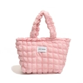 Rosa Schultertasche mit Blasenstruktur und LOVE FASHION Etikett für Damen - Rosa