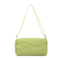 Minimalist large capacity green cylinder shoulder bag with trendy wrinkled texture - Green