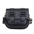Bolso bandolera Cambridge de cuero PU negro con hebillas cuadradas y detalles dorados - Negro