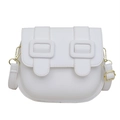 Bolso de hombro tipo montura blanco para mujer con hebilla dorada y correa ajustable - Blanco