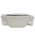 Chic off-white woven shoulder bag with golden zipper and adjustable wide strap - Off White