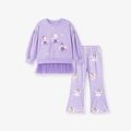 Completo autunnale viola da bambina con felpa fata ballerina e pantaloni svasati abbinati - 2Y / Stile Fata del Balletto Viola (K2025)