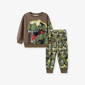 Ensemble marron pour garçons avec haut à manches longues et pantalon camouflage dinosaure - 7A(140cm) / K2059